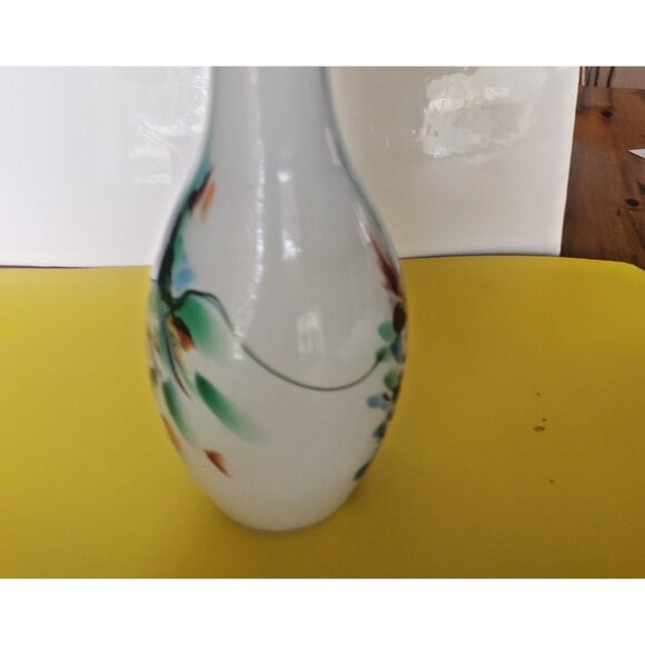Hand Blown Italian Opaline Abstract art swirls Glass vase 9" - Picture 9 of 14